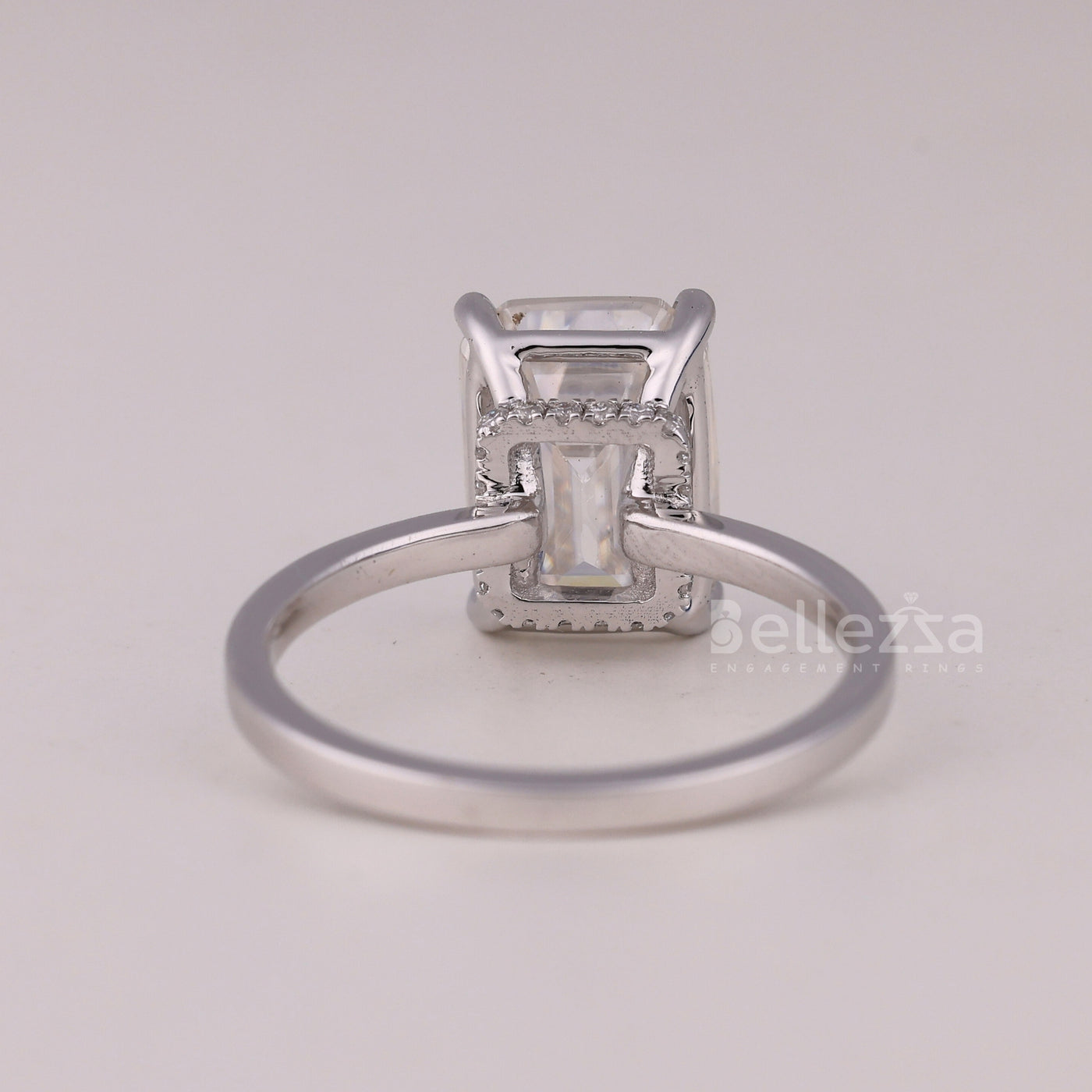 1.50CT Emerald Cut Hidden Halo Moissanite Engagement Ring