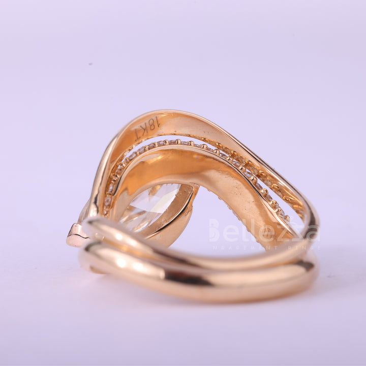 1.50CT East-West Marquise Cut Curved Moissanite Bridal Ring Set