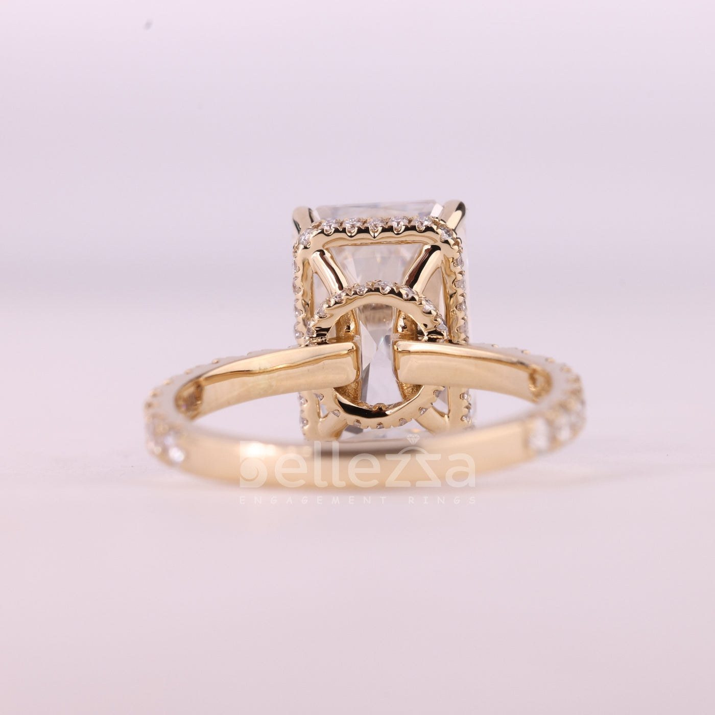 5.0CT Radiant Cut Hidden Halo Pave Setting Moissanite Engagement Ring