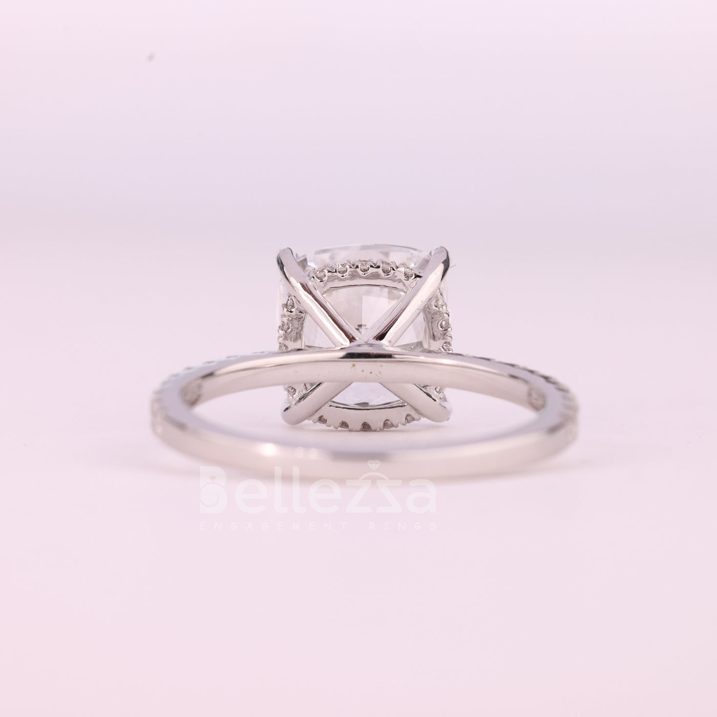 1.0CT Cushion Cut Pave Setting Moissanite Engagement Ring