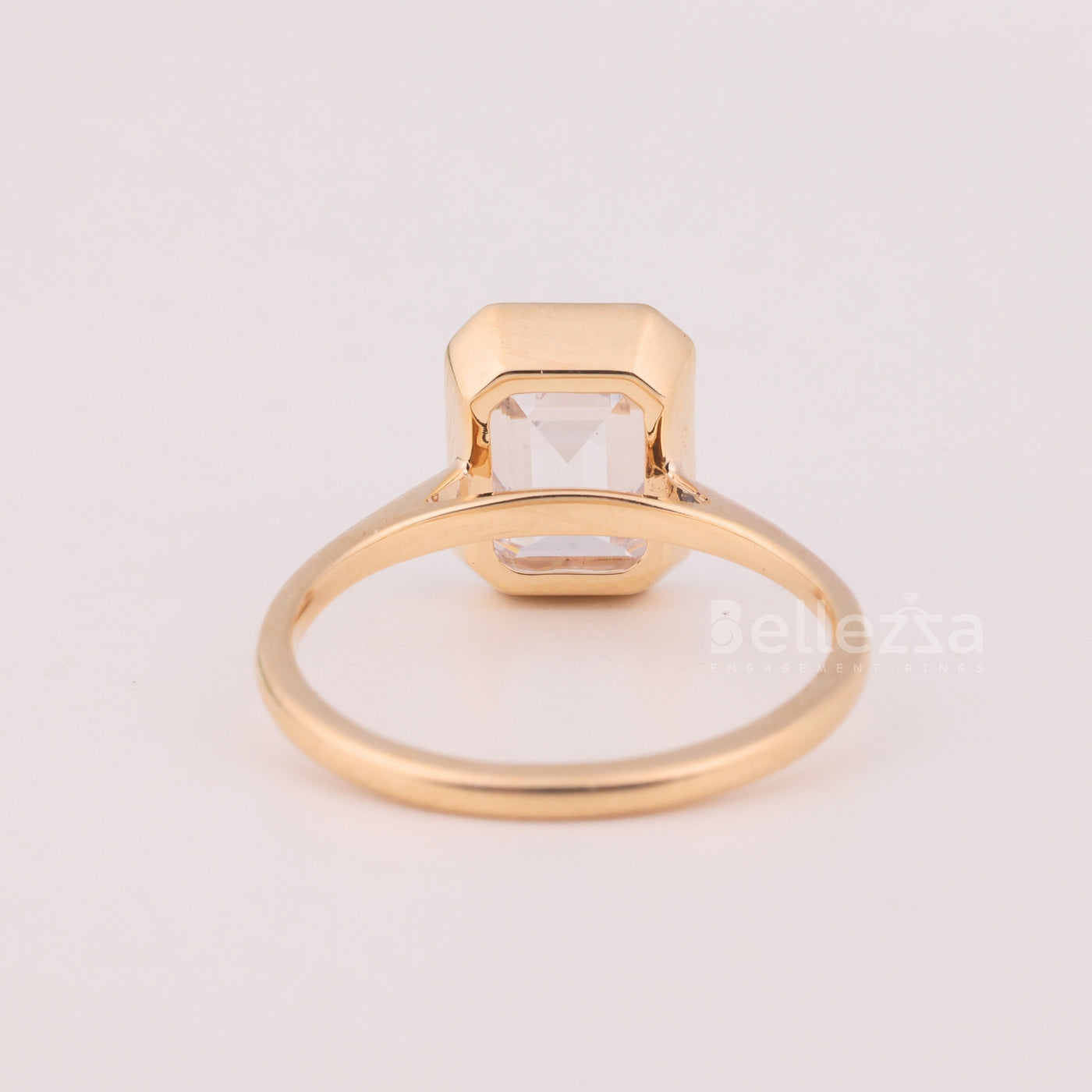 1.50CT Emerald Cut Bezel Setting Solitaire Engagement Ring