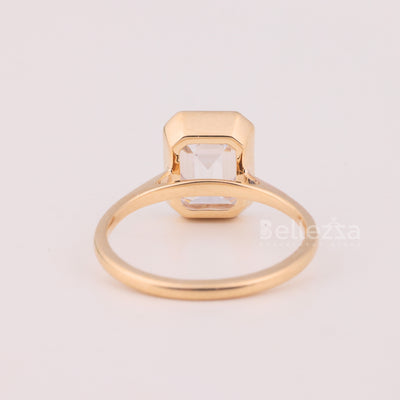 1.50CT Emerald Cut Bezel Setting Solitaire Engagement Ring