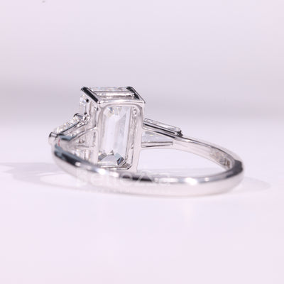 1.50CT Emerald Cut Diamond Three Stone Moissanite Engagement Ring