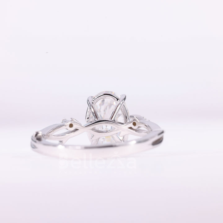 2.0CT Oval Cut Diamond Nature Inspired Moissanite Engagement Ring