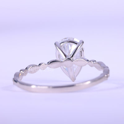 1.50CT Pear Cut Diamond Vintage Style Moissanite Engagement Ring