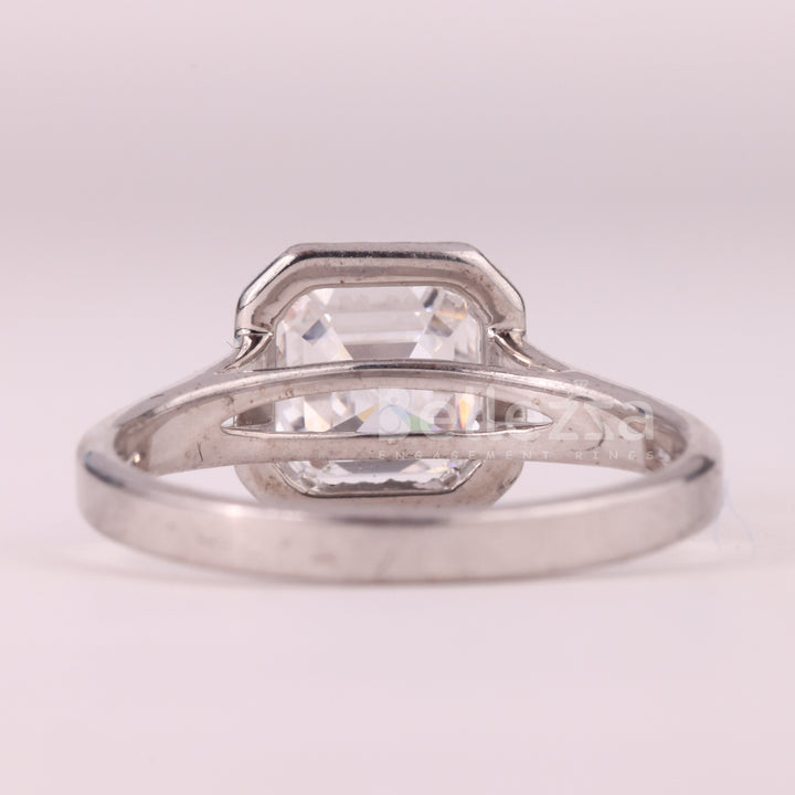 1.0CT Asscher Cut Halo Setting Split Shank Moissanite Engagement Ring
