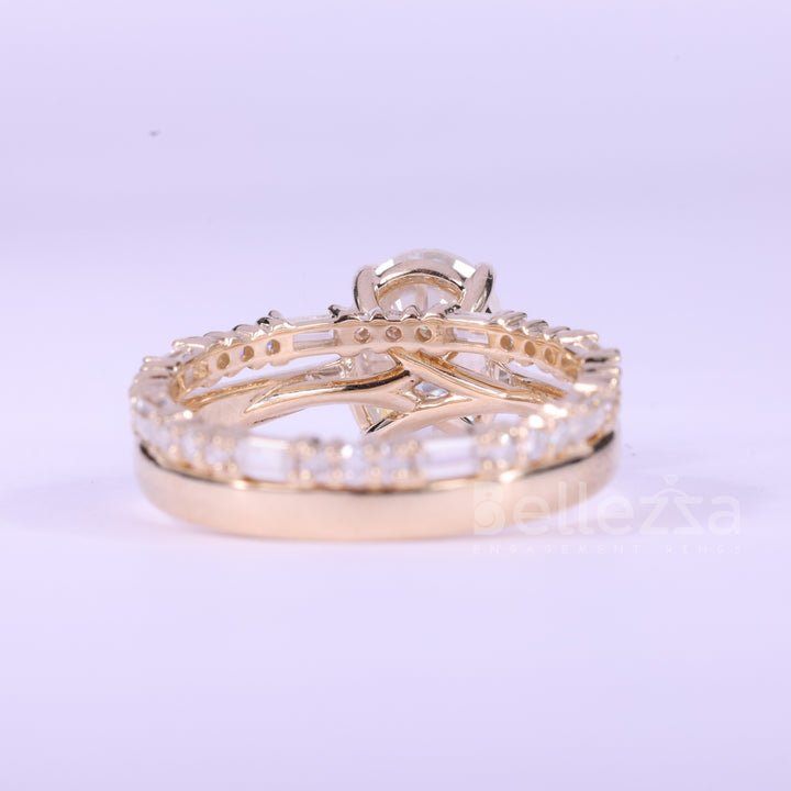 1.50CT Oval Cut Diamond Moissanite Pave Setting Bridal Ring Set