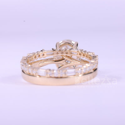 1.50CT Oval Cut Diamond Moissanite Pave Setting Bridal Ring Set