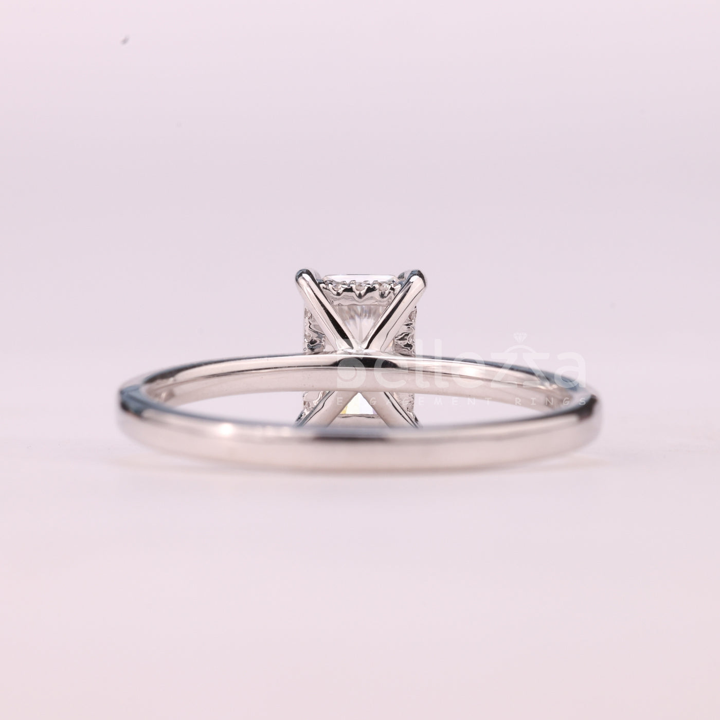 1.0CT Radiant Cut Hidden Halo Moissanite Engagement Ring