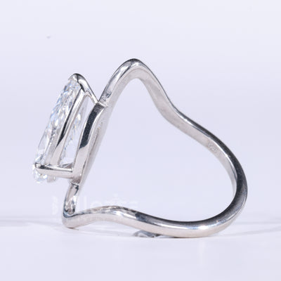 1.50CT Pear Cut Diamond Unique Curved Solitaire Engagement Ring