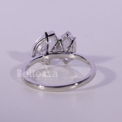 2.0CTW Pear & Marquise Cut Diamond Moissanite Toi Et Moi Engagement Ring