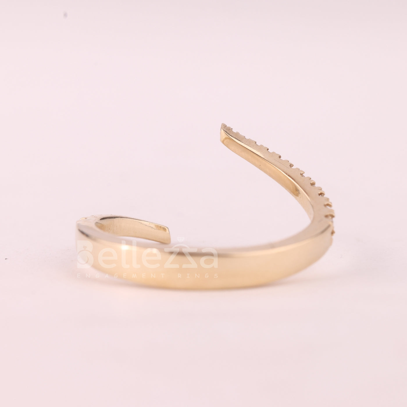 Round Cut Cluster Diamond Open Cuff Style Moissanite Wedding Band