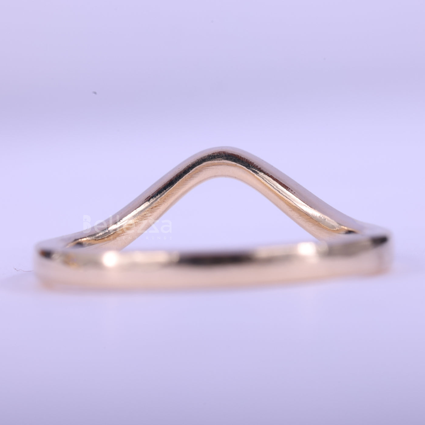 14K Solid Gold Plain Curved Wedding Band