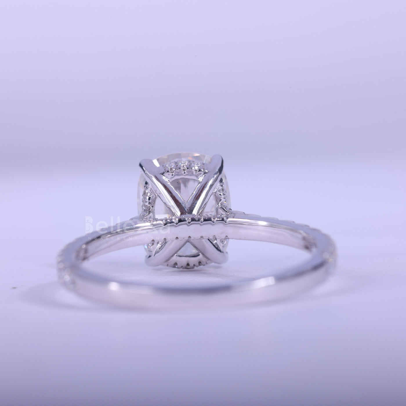 2.0CT Elongated Cushion Cut Pave Setting Engagement Ring