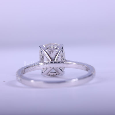 2.0CT Elongated Cushion Cut Pave Setting Engagement Ring