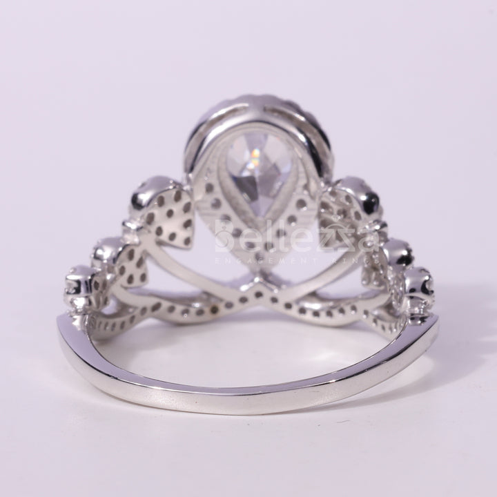 0.50CT Pear Cut Cluster Diamond Moissanite Engagement Ring