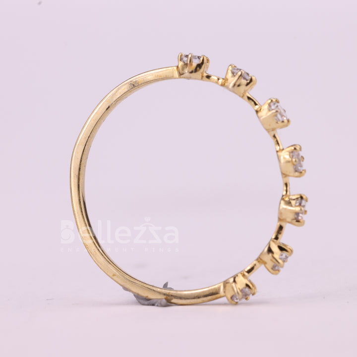 Round Cut Petite Pave Setting Half Eternity Moissanite Wedding Band