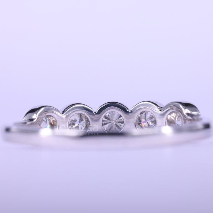 1.20CTW Round Cut Bezel Set Half Eternity Wedding Band