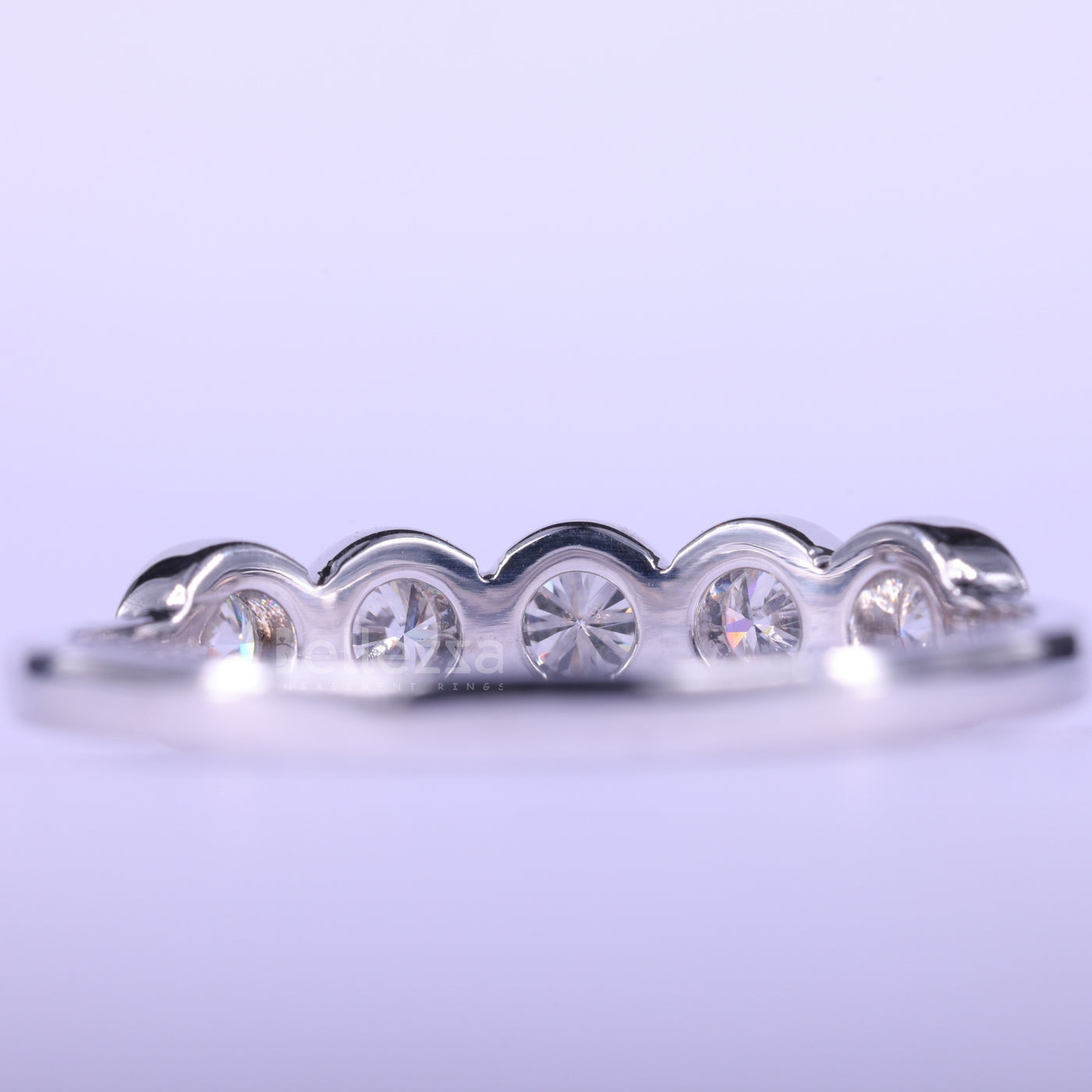 1.20CTW Round Cut Bezel Set Half Eternity Wedding Band