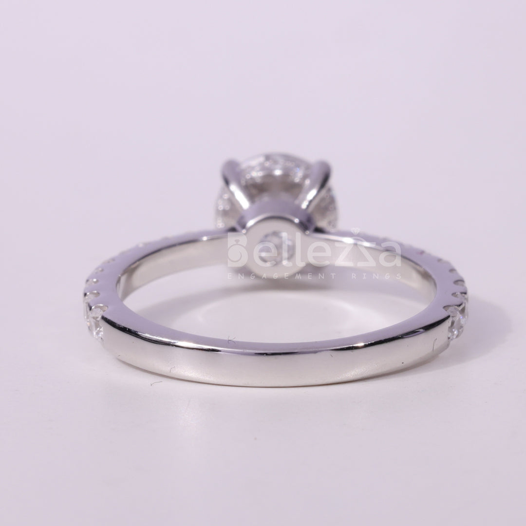 0.75CT Round cut Pave Setting Moissanite Engagement Ring