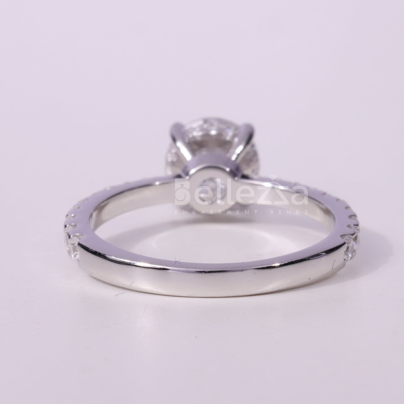 0.75CT Round cut Pave Setting Moissanite Engagement Ring