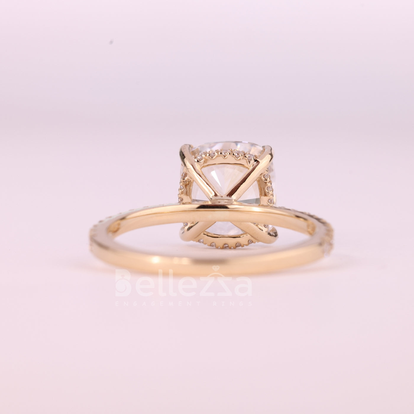 1.0CT Cushion Cut Diamond Pave Setting Moissanite Engagement Ring