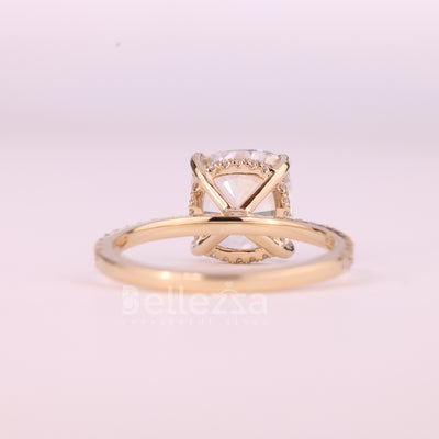 1.0CT Cushion Cut Diamond Pave Setting Moissanite Engagement Ring