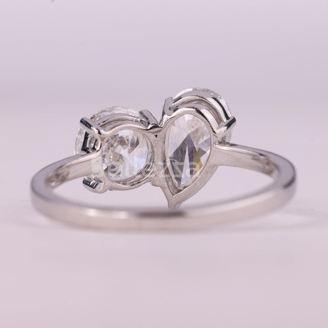 1.50CTW Pear & Round Cut Toi Et Moi Moissanite Engagement Ring