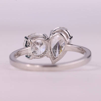 1.50CTW Pear & Round Cut Toi Et Moi Moissanite Engagement Ring