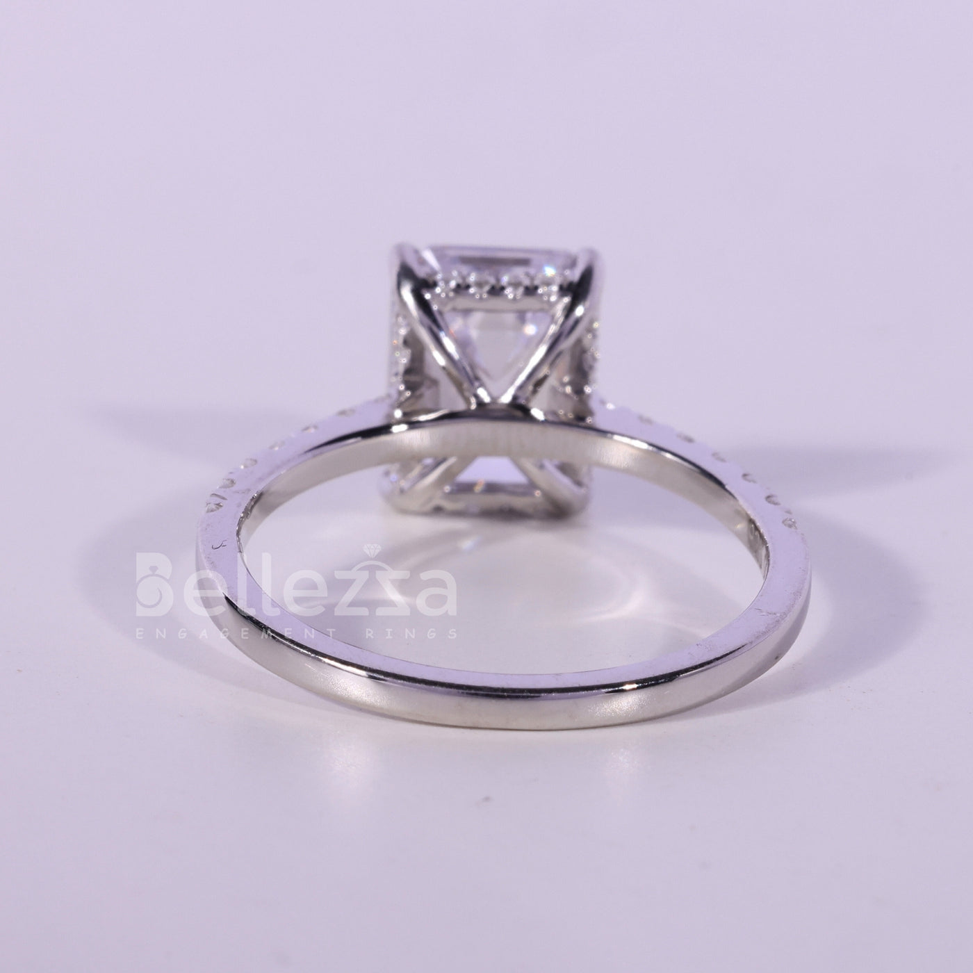 1.0CT Emerald Cut Pave Setting Moissanite Engagement Ring