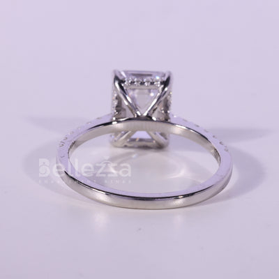 1.0CT Emerald Cut Pave Setting Moissanite Engagement Ring