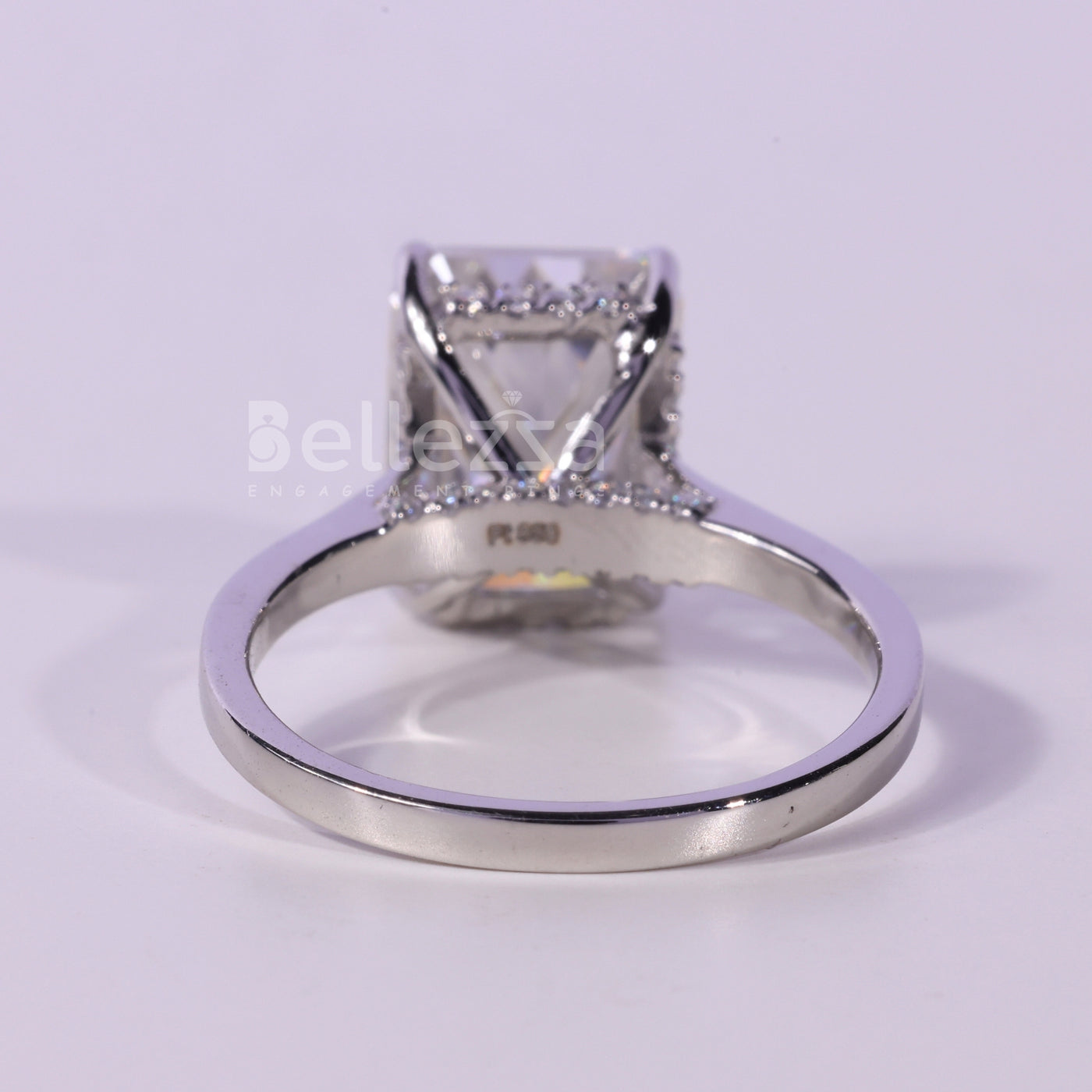 1.50CT Radiant Cut Hidden Halo Moissanite Engagement Ring