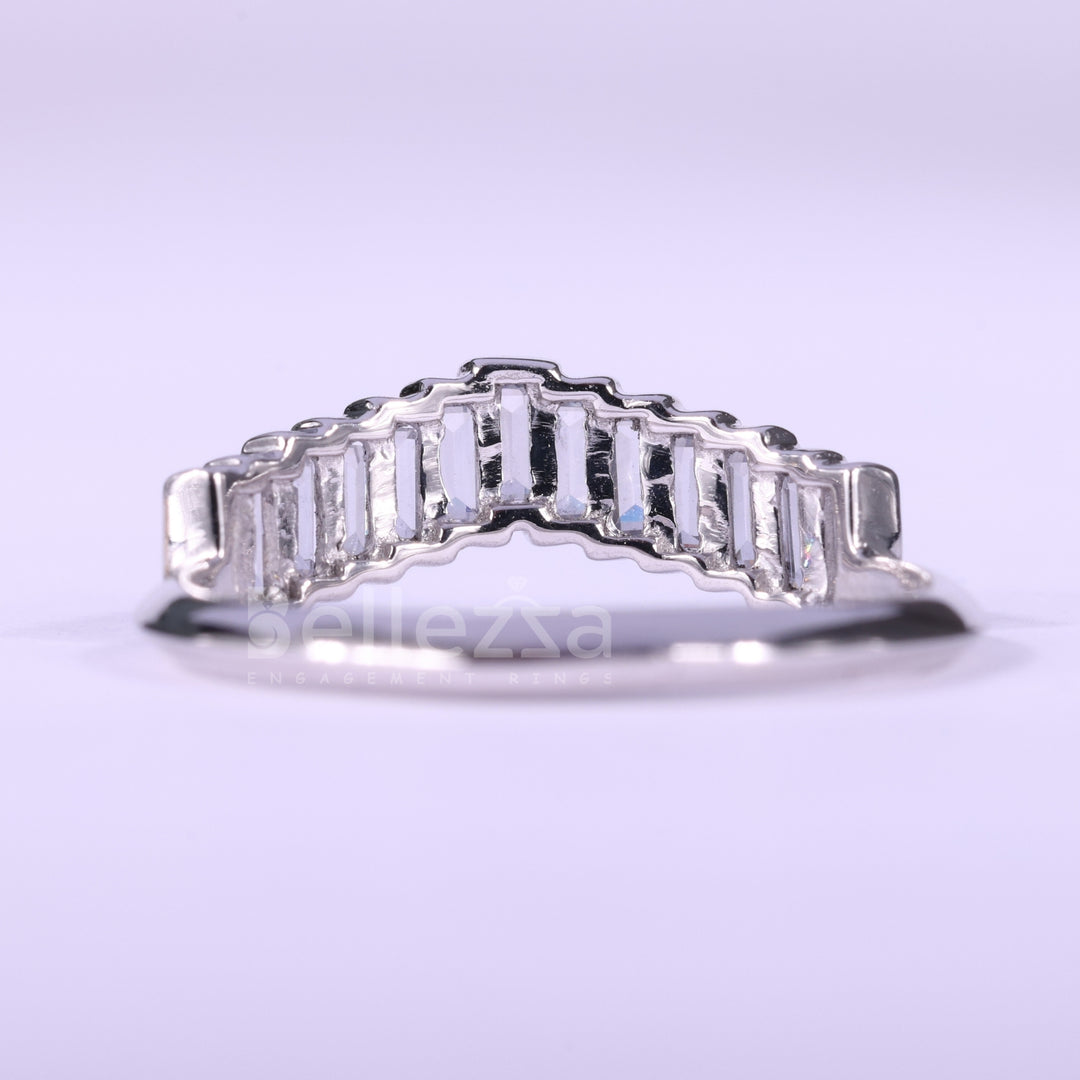 Baguette Cut Curved Channel Setting Moissanite Wedding Band