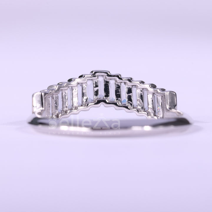 Baguette Cut Curved Channel Setting Moissanite Wedding Band