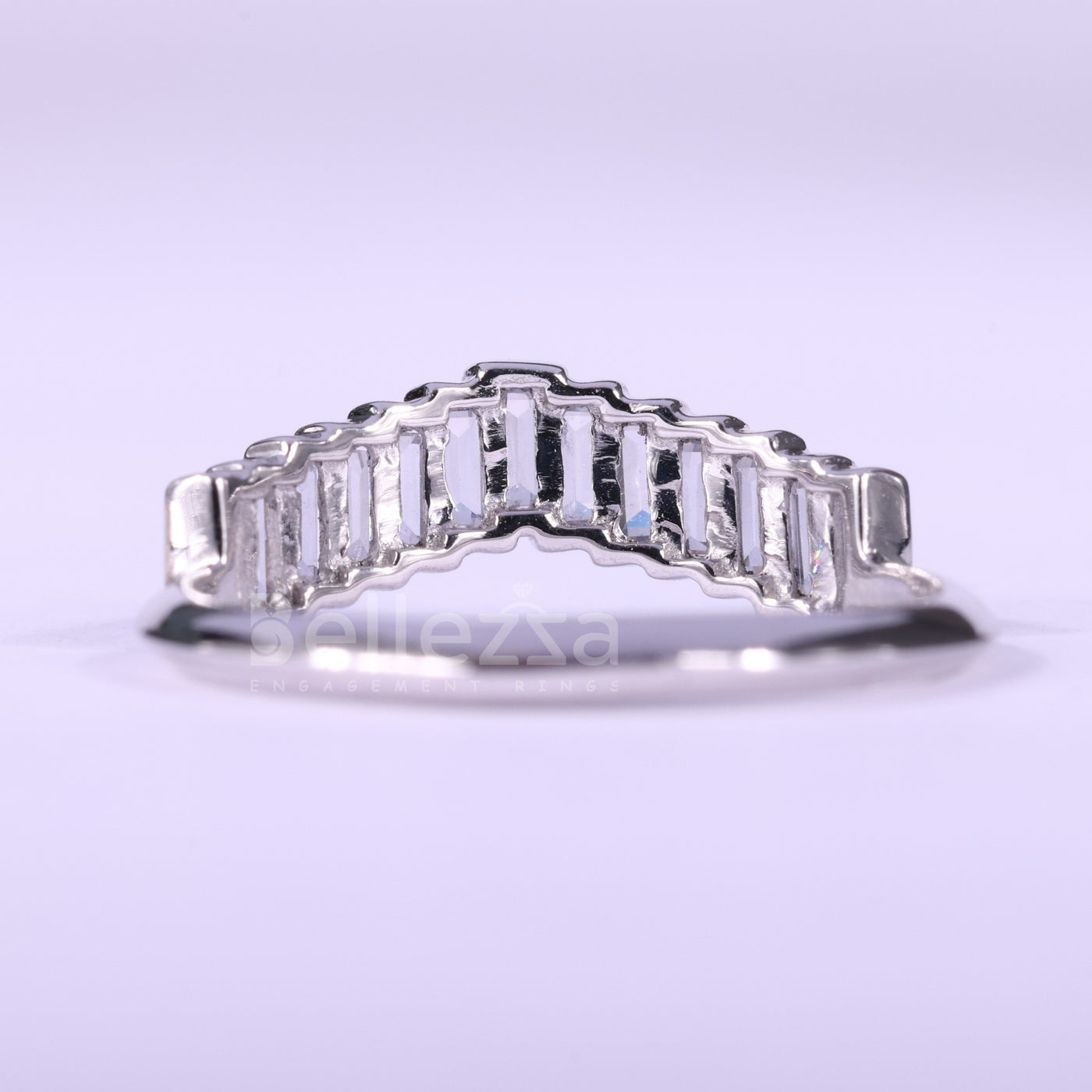 Baguette Cut Curved Channel Setting Moissanite Wedding Band