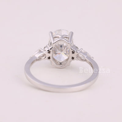 2.0CT Oval Cut Cluster Diamond Moissanite Engagement Ring