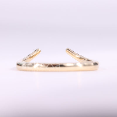 Round Cut Diamond Unqiue Open Cuff Style Wedding Band