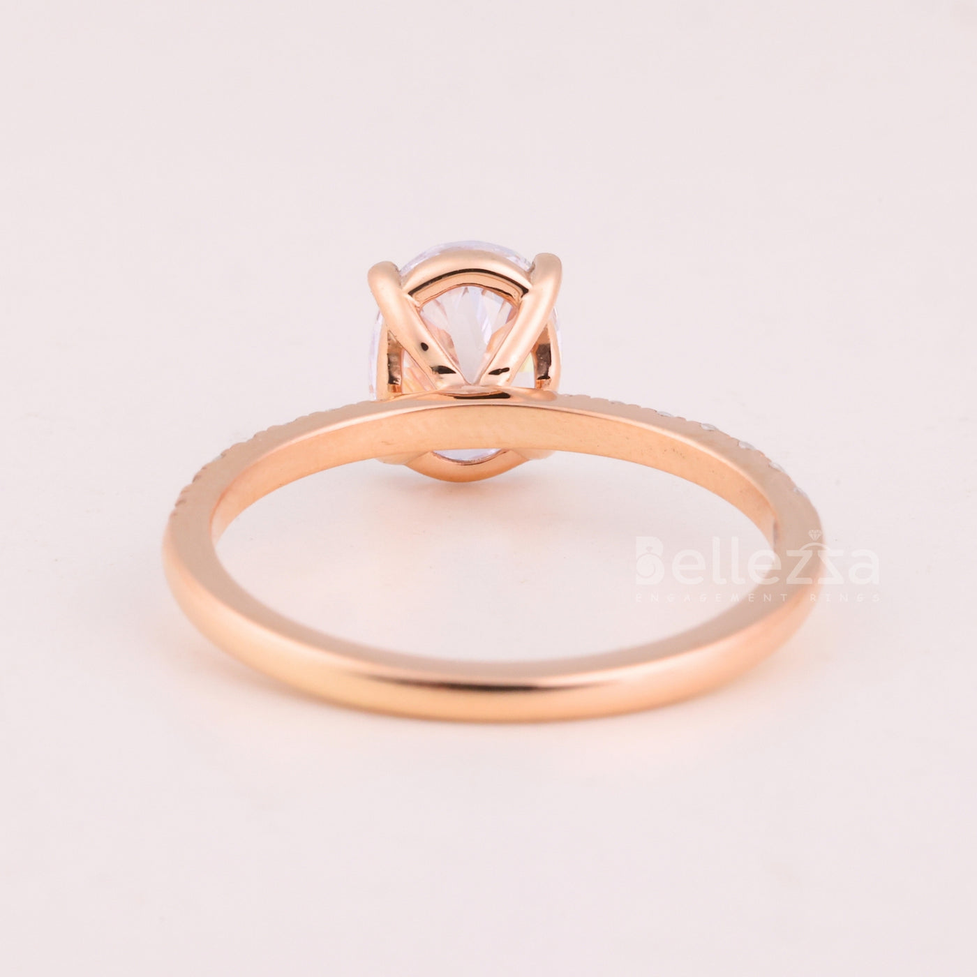 1.0CT Oval Cut Pave Setting Moissanite Engagement Ring