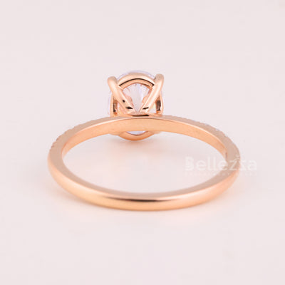 1.0CT Oval Cut Pave Setting Moissanite Engagement Ring