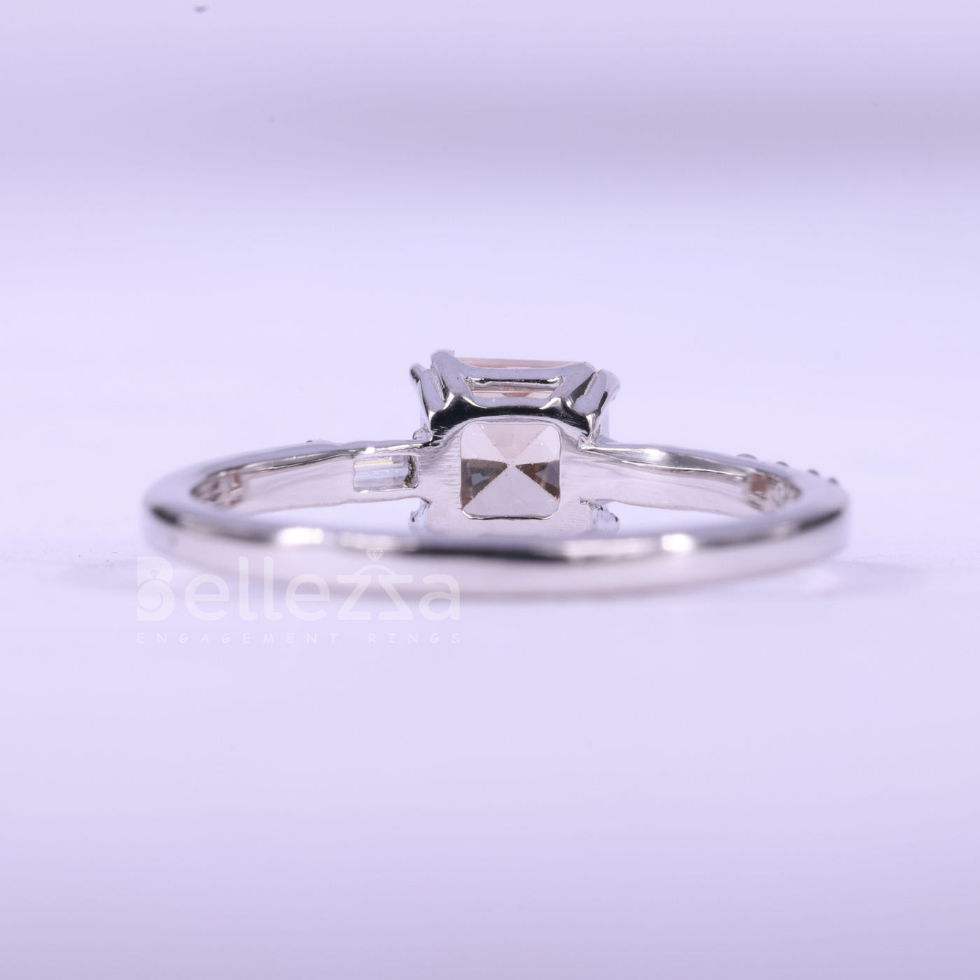 0.75CT Princess Cut Orangy Pink Unique Engagement Ring