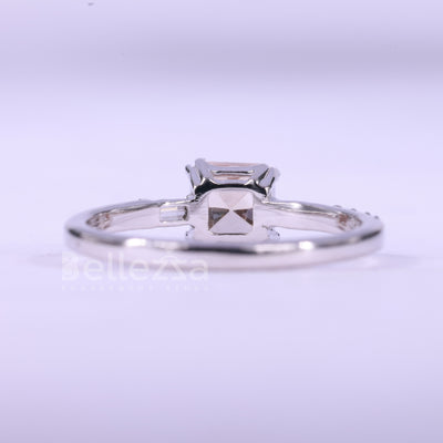 0.75CT Princess Cut Orangy Pink Unique Engagement Ring