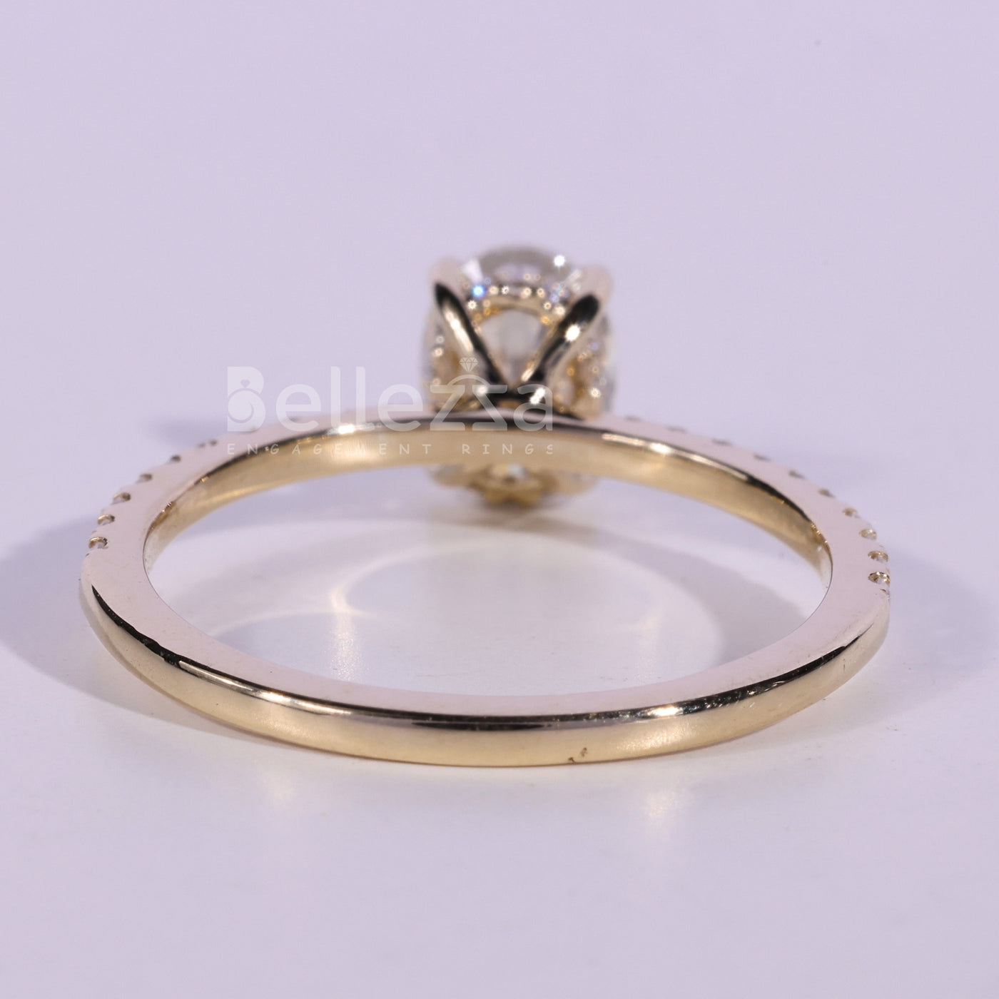 1.0CT Oval Cut Pave Setting Moissanite Engagement Ring