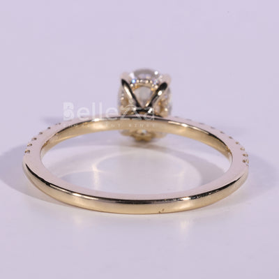 1.0CT Oval Cut Pave Setting Moissanite Engagement Ring