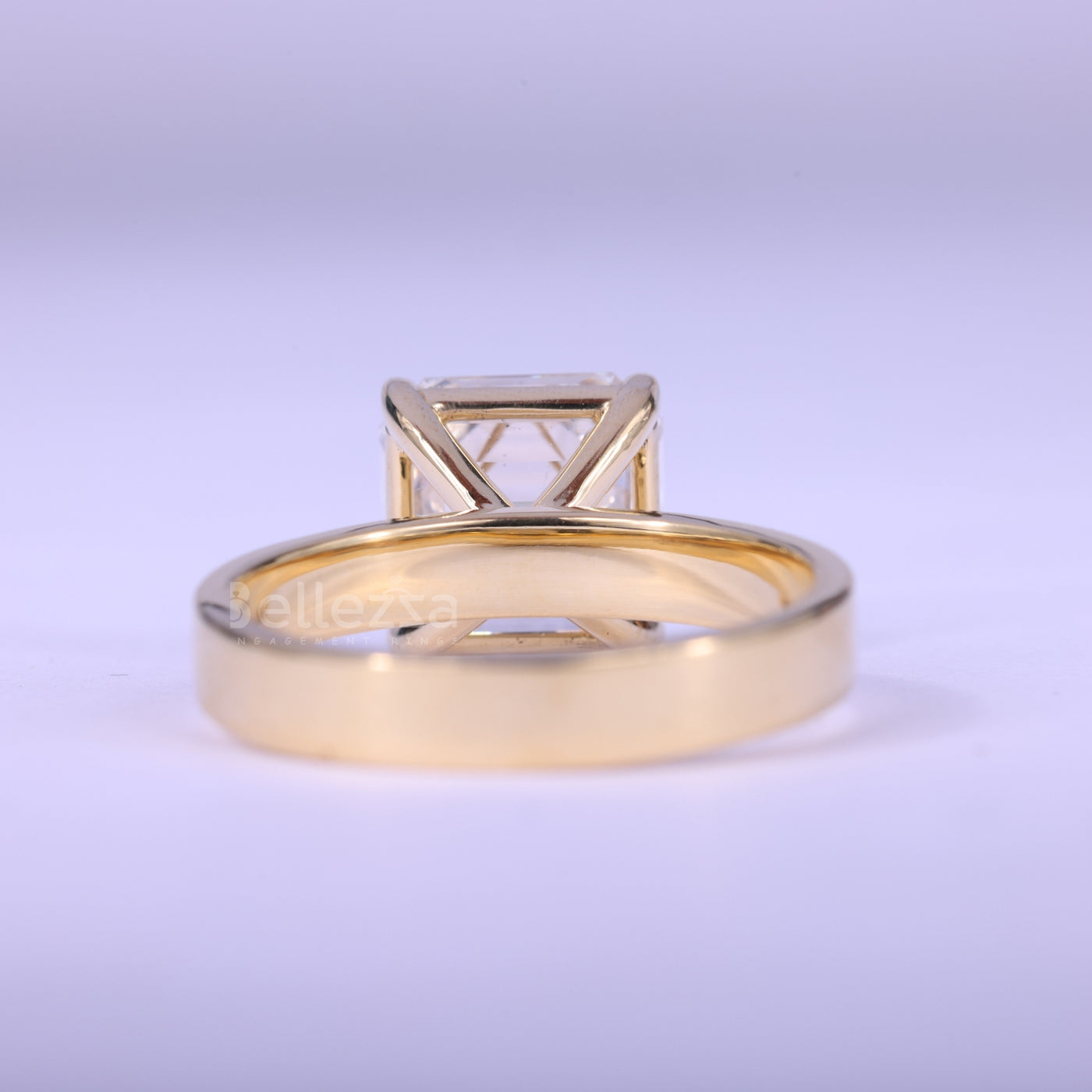 2.0CT Asscher Cut Diamond Moissanite Solitaire Engagement Ring