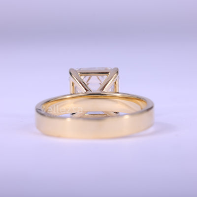 2.0CT Asscher Cut Diamond Moissanite Solitaire Engagement Ring