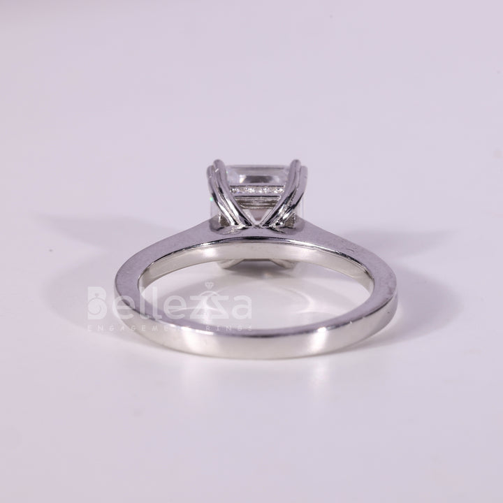 1.0CT Asscher Cut Solitaire Diamond Moissanite Engagement Ring