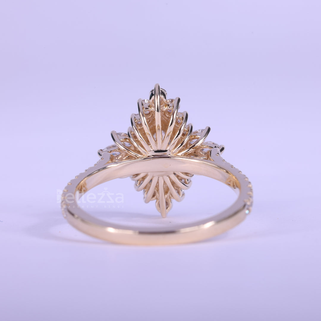 1.0CT Marquise Cut Cluster Diamond Engagement Ring