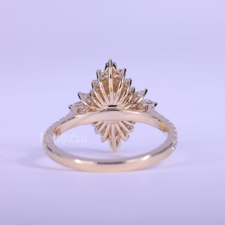 1.0CT Marquise Cut Cluster Diamond Engagement Ring