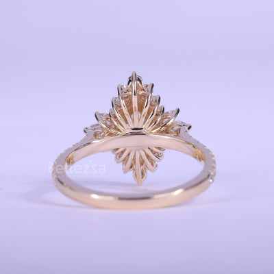 1.0CT Marquise Cut Cluster Diamond Engagement Ring