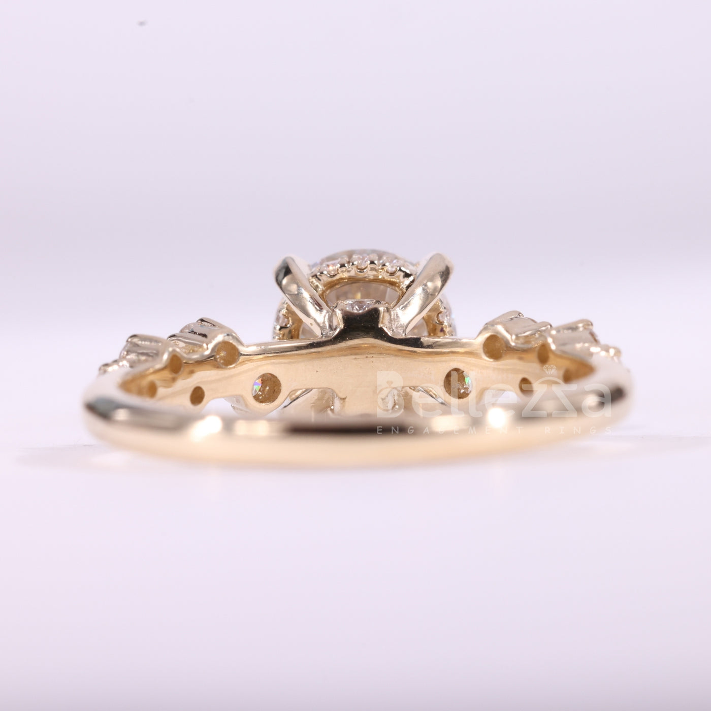 1.0CT Round Cut Cluster Diamond Moissanite Engagement Ring